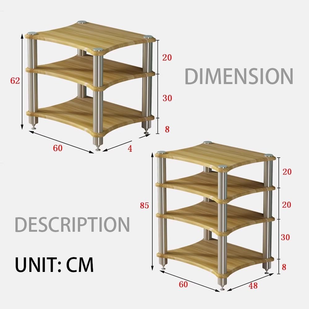 33' High Audio Component Rack - Corner Shelf Tower for Record Player & Stereo Receiver - Hifi Audiophile Equipment Cabinet,Yellow-60x48x10 cm