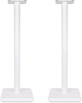Fluance Floor Speaker Stands for Surround Sound and Bookshelf Speakers with Solid Construction, Adjustable Floor Spikes, Rubber Isolation Feet, Cable Management, Square Base - Matte White/Pair SS05SWH