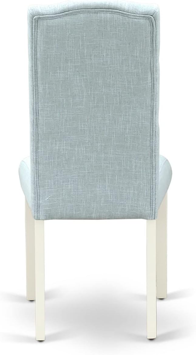 East West Furniture 1NDCE5-LWH-15 5 Piece Dining Table Set Includes a Rectangle Kitchen Table with Dropleaf and 4 Baby Blue Linen Fabric Upholstered Chairs, 30x48 Inch, Linen White