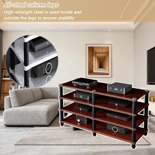 Modern Portable Media Storage Rack with Cable Management - Audio Rack for Stereo Components & HiFi Equipment - Single Layer Entertainment Cabinet (D)