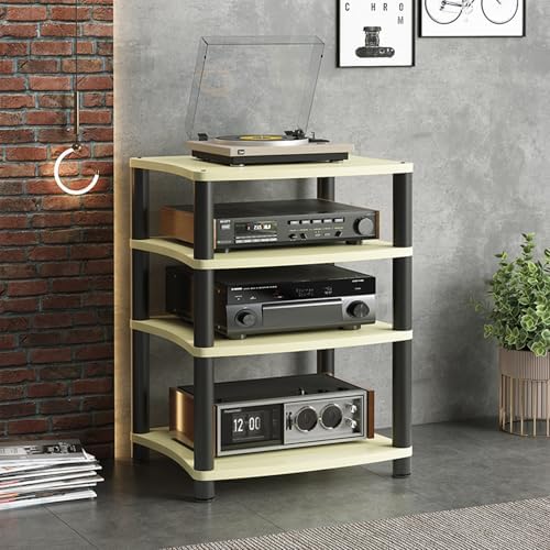 4-Tier Audio Video Media Stand, Stereo Rack for Record Player & Gaming, Open Entertainment Center, Brown, 60x48x88cm - Perfect for Living Room Storage