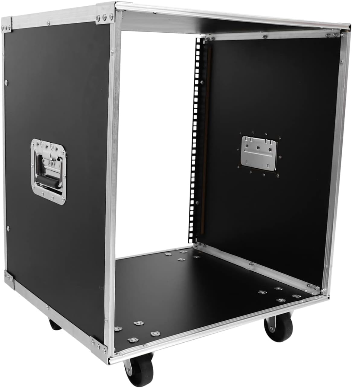 Stereo Rack Alloy Audio Shelf for Professional Equipment Portable Audio Cabinet with Handles and Rollers Easy Assembly Rack for Mixer and Computer Chassis