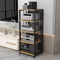Heavy Duty AV Media Stand on Wheels - 5-Tier Adjustable Audio Rack for Home Theater, Entertainment Systems & Stereo Components - Sturdy Floor-Standing Storage Solution