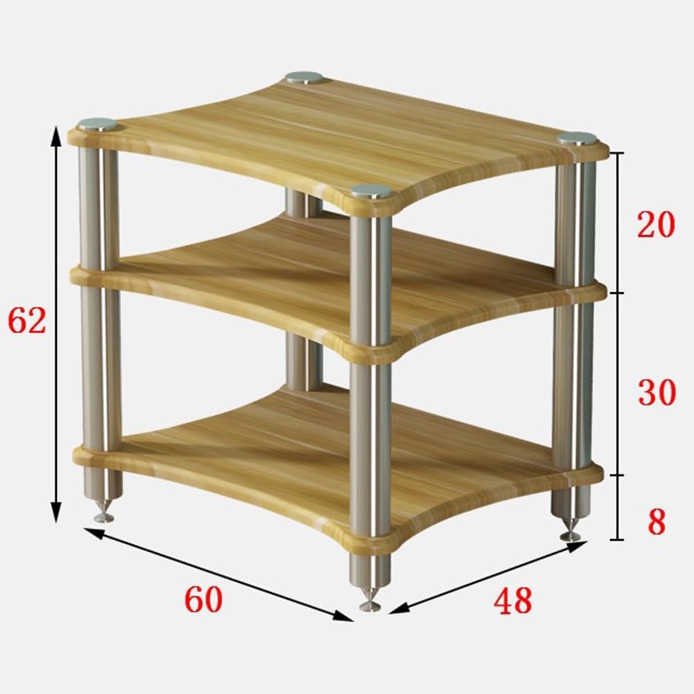 1 2 3 4 Tier AV Media Stand Component Cabinet Corner Shelf Wooden Stereo Cabinet Audio Rack Tower CD Player Stand for Home/Office/Audio Video/DJ/Theater ﻿ ﻿(Red Walnut,3 Tier-60x50x60cm)
