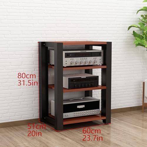 Adjustable 3-Tier Stereo Rack & AV Media Stand, Reinforced Steel Audio Equipment Shelf with Footpads, Ideal for Home Theater & Entertainment Center (Black, 60x51x60cm)