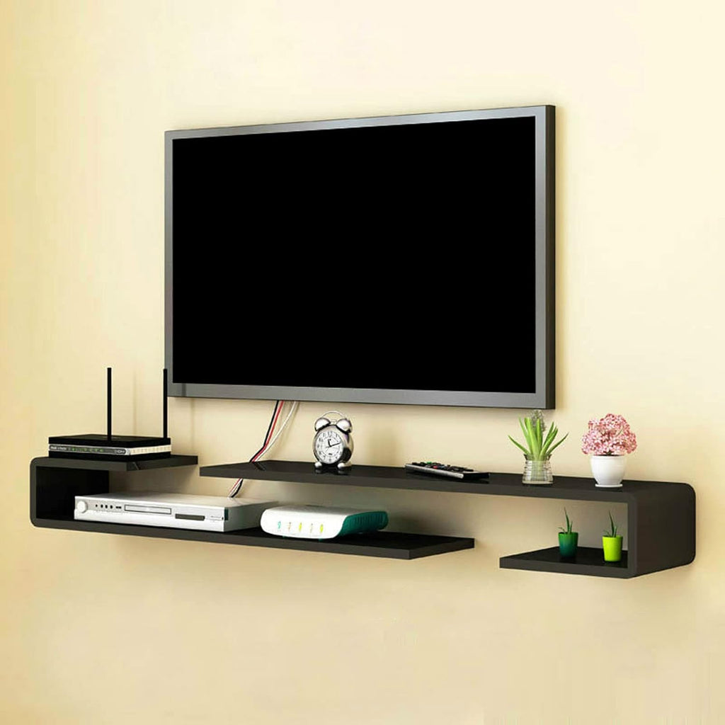 Wall mounted TV Shelf Decorative Wall Display Floating Shelf Wall Shelf TV Stand TV Console Audio-visual Equipment Shelves TV Board Media Storage Shelf TV Bracket Book Shelf Utility Shelve White Black