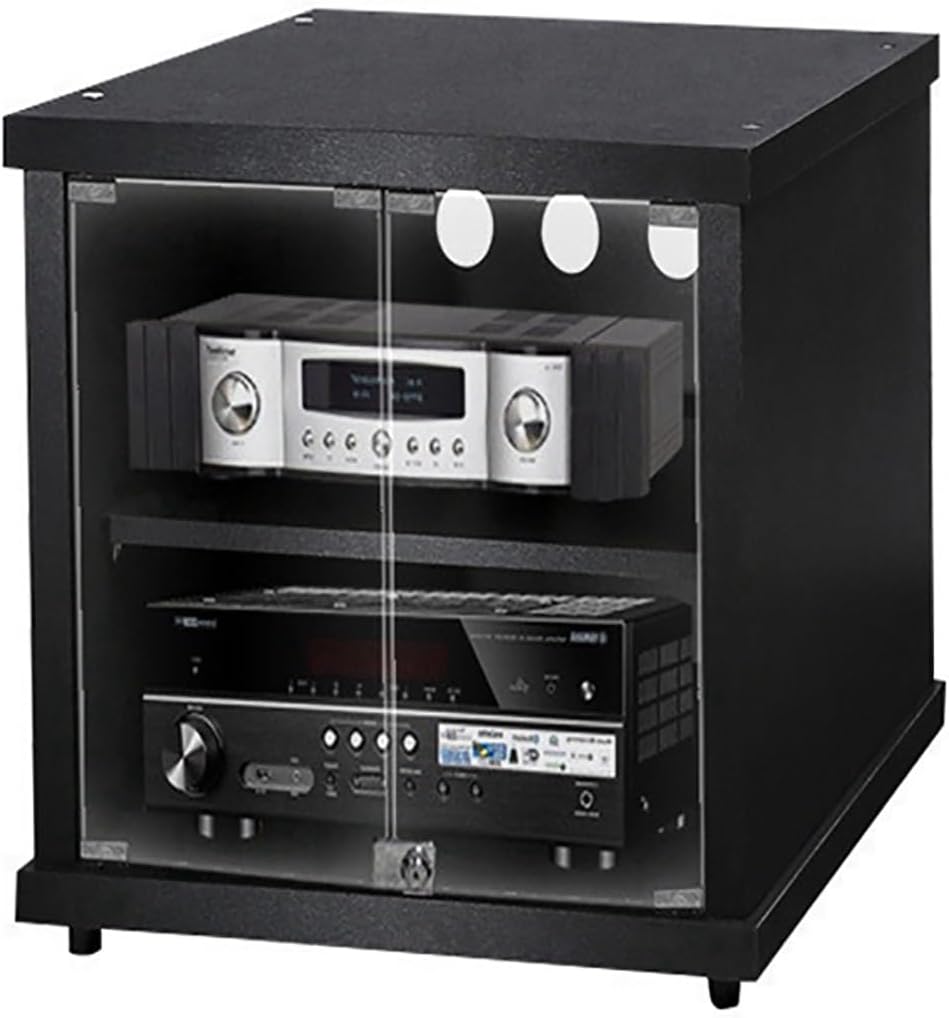 Stylish Wooden Media Cabinet & Stereo Rack Tower, Vinyl Record Player Stand for Audio Equipment, Elegant Storage Shelf (57.1x55x60cm) - Ideal for Vinyl Enthusiasts & Home Decor