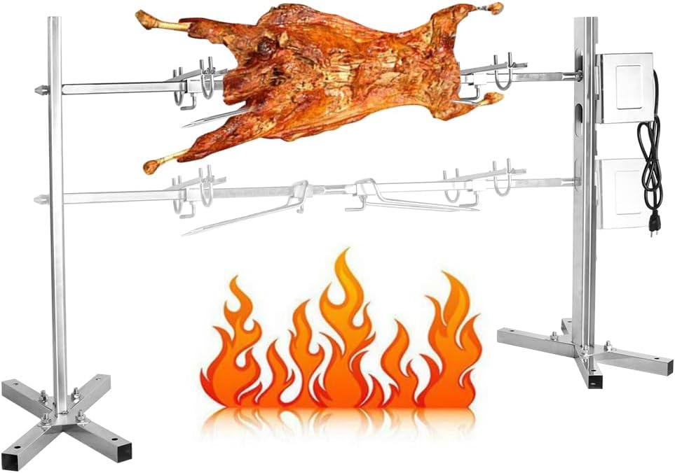 BBQ Grill Rotisserie Kit Up to 220lb Pig Spit Rotisserie Grill Roaster Heavy Duty for Pig Rotisserie Hog Lamb Outdoor Party Campfire Barbecue