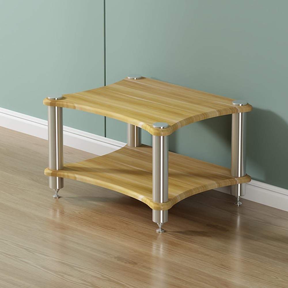 1/2/3/4 Tier Wooden AV Media Stand - Audio Video Component Cabinet, Office & Entertainment Storage Rack， for Stereo, CD Player, DJ & Home Theater Equipment(Pomelo Wood,2 Tier-60x50x40cm)