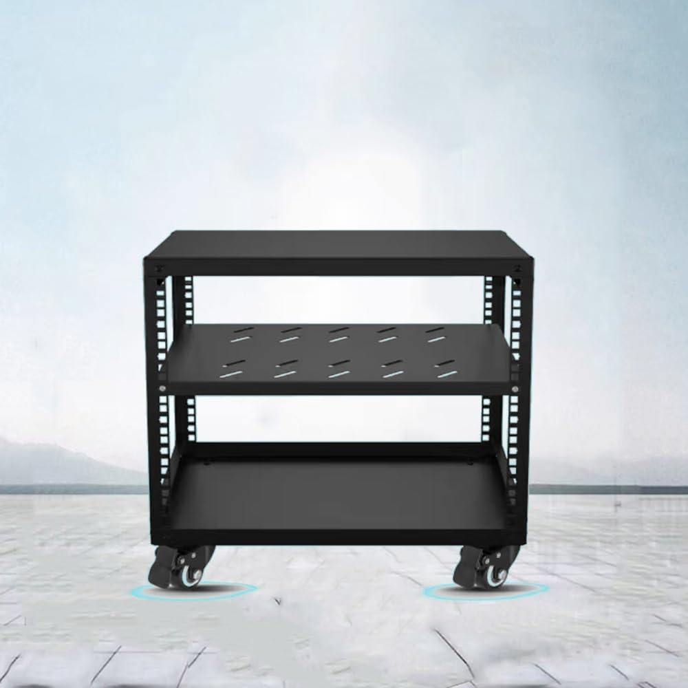 Metal HiFi Audio Rack Stand Adjustable AV Media Components Cabine with Wheels, Floor-Standing Tower Audio Equipment Storage Cabinet Movable Holds(H46cm)