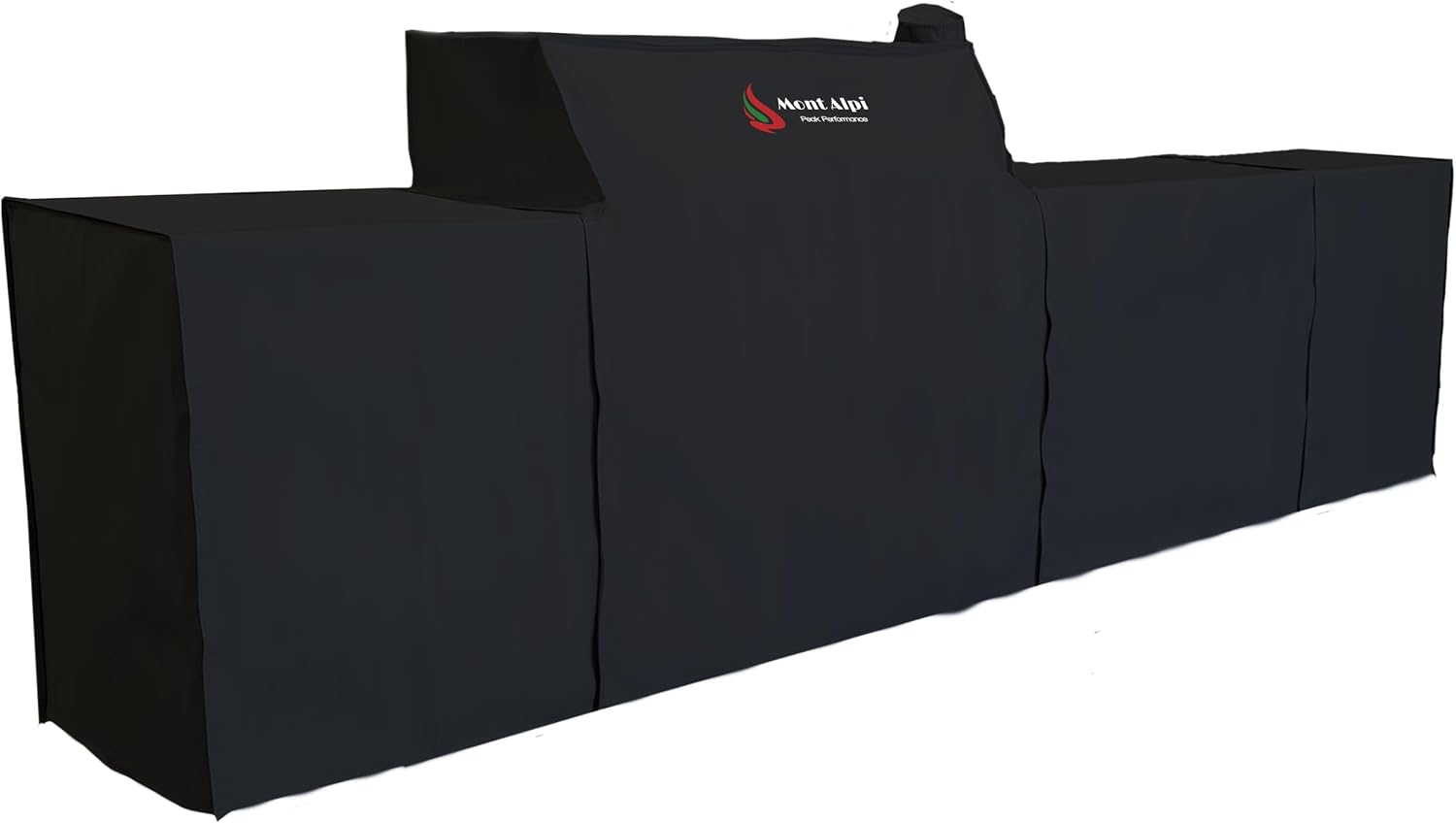 Mont Alpi All Weather Cover for 6-Burner 132'W Original Deluxe Black 805 Series Outdoor Kitchen Island with Beverage Center - MAi805-BEV / MAi805-DBEV / MAi805-BSSBEV / MAi805-DBEVFC / MAi805-BSSBEVFC