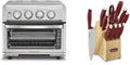 Cuisinart Air Fryer + Convection Toaster Oven, 8-1 Oven with Bake, Grill, Broil & Warm Options, Stainless Steel, TOA-70 & C77SSR-12P Color Pro Collection 12 Piece Knife Block Set, Red