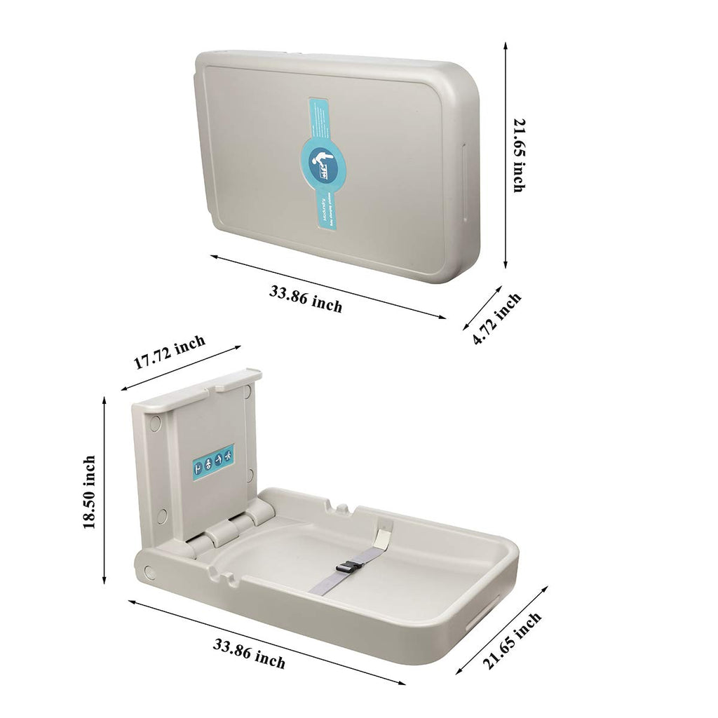 Baby Changing Diaper Station Wall-Mount: Vertical Baby Changing Table, Sturdy & Durable- with Safety Straps for Commercial Restrooms