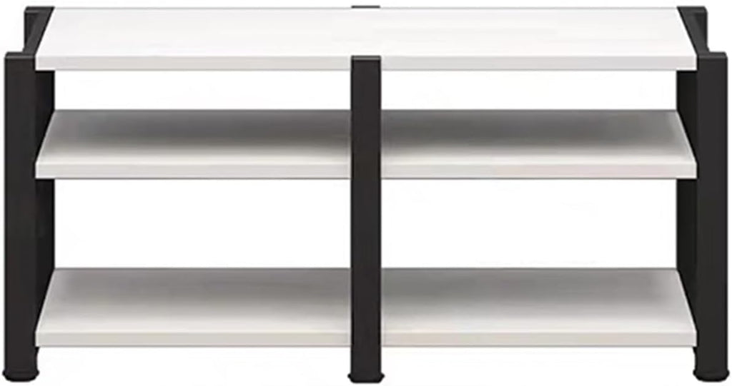Double Position Audio Rack, Media Stand with Large Storage Space, Open Stereo Cabinet, AV Media Stand with Non-Slip Foot Pad, Modern TV Stand for Living Room, Length 120cm(White,3-Tier)