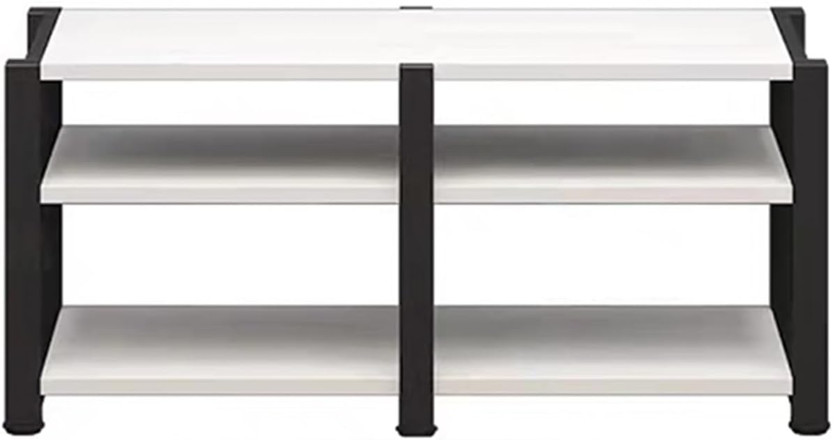 Double Position Audio Rack, Media Stand with Large Storage Space, Open Stereo Cabinet, AV Media Stand with Non-Slip Foot Pad, Modern TV Stand for Living Room, Length 120cm(White,3-Tier)