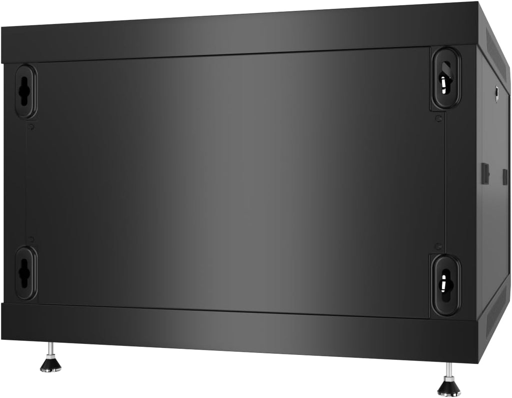 Sysracks 6U Wall Mount Server Rack – 24-Inch Deep Locking Network Enclosure with Cooling Fan, Power Strip, Dust-Tight Cable Entries, Shelf & Feet for Desktop, AV, IT, and Telecommunication Equipment