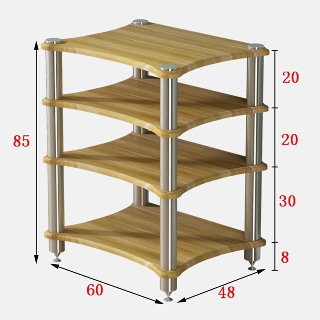 Home Audio Equipment Cabinet Professional Amplifier Rack HiFi Audio Equipment Cabinet Multi-Functional Multi-Layer Audio Cabinet Strong Load-Bearing Capacity Structure (Color : Black, Size : 4st flo