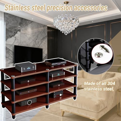 Modern Portable Media Storage Rack with Cable Management - Single Layer Audio Cabinet for HiFi Stereo Components & Entertainment Equipment