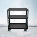Metal HiFi Audio Rack Stand Adjustable AV Media Components Cabine with Wheels, Floor-Standing Tower Audio Equipment Storage Cabinet Movable Holds(H55cm)