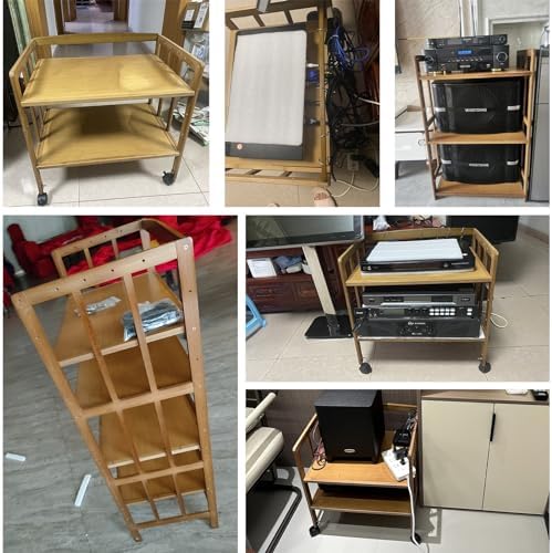 Wooden Audio Cabinet Stand - Movable Turntable Holder & Stereo Rack Tower for Living Room & Office Storage, Stylish Home Furniture Organizer