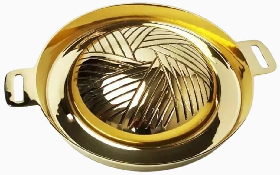 Korean Pan Hot Grill Mookata Thai Kitchen BBQ Pot Stove Charcoal Thai Brass Pan 11 Inches