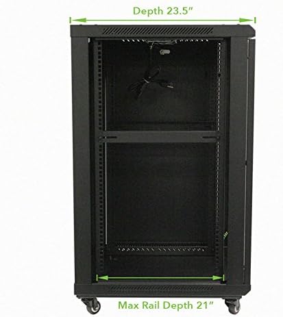 NavePoint 18U Wall Mount Audio Video A/V Rack Cabinet Glass Door Lock Casters and Shelves