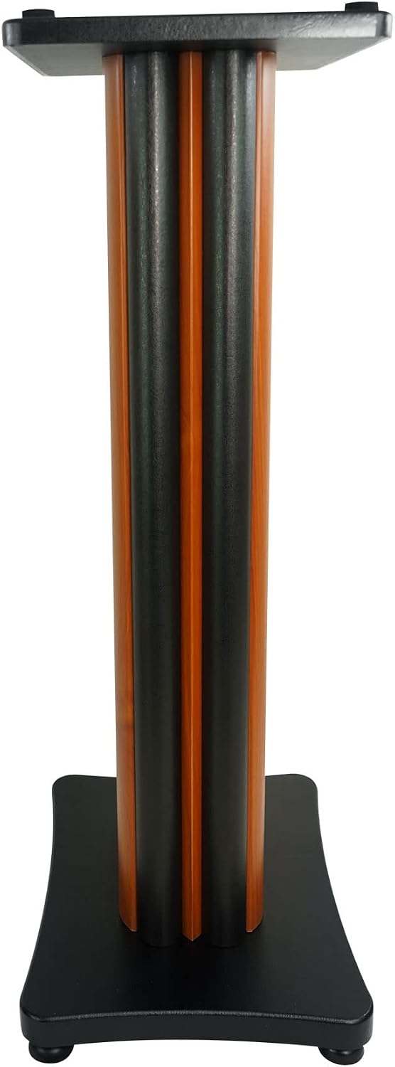 Rockville Pair SS28C 28' Speaker Stands, 100Lbs Capacity, Solid MDF Wood, Classic Wood-Grain Finish, Dual Platforms, Spikes and Pads, for Home Audio and Studio Monitors