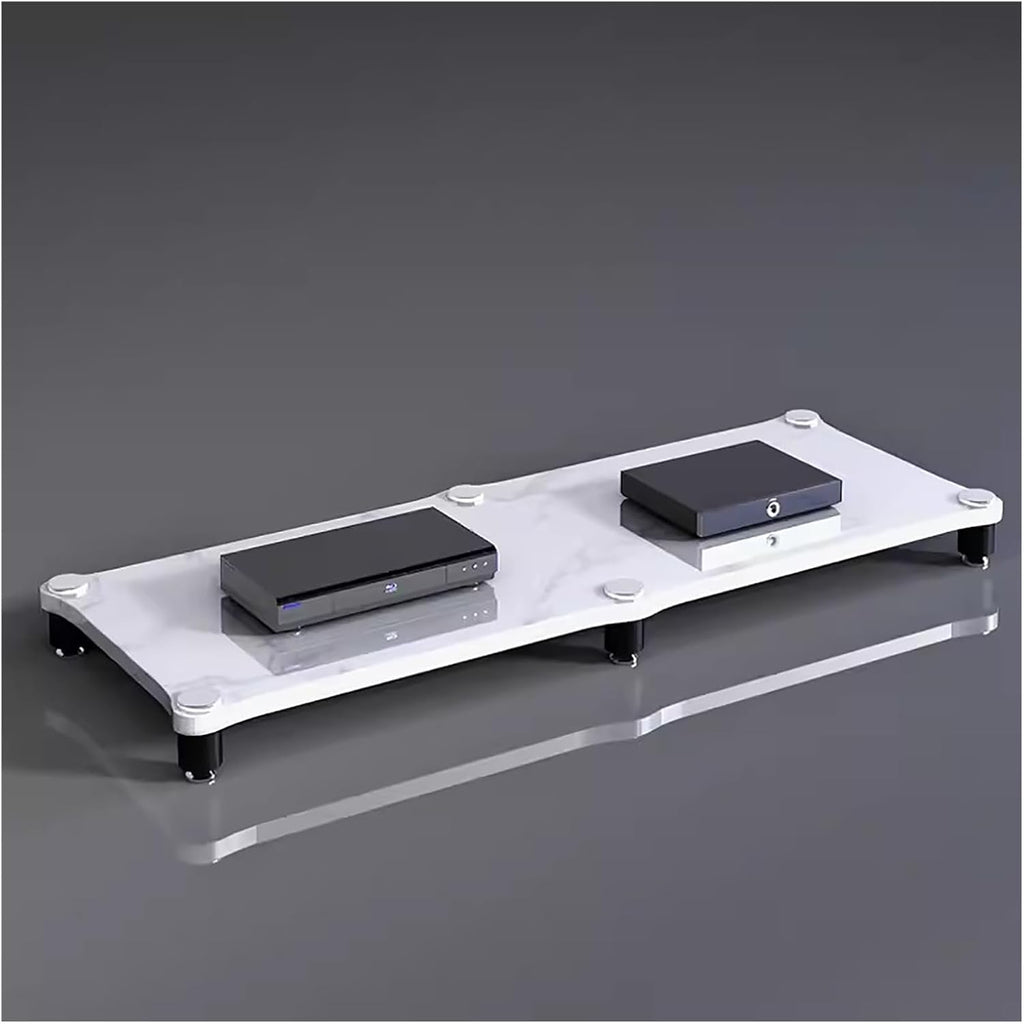 YLLFFLL 120cm Long Media Stand Audio/Video Component Cabinet, Home Stereo Racks and Stands, Heavy Duty Upright Modern Audio Equipment Rack, Open-Ended Modular Unit(White,1 Tier)