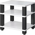 3-Tier AV Component Media Stand - Stereo Audio Rack Tower, Durable Carbon Steel Frame, Storage Shelf for TV & Printer, Modern White Design, 60x48x58cm, Ideal for Home Theater Setup