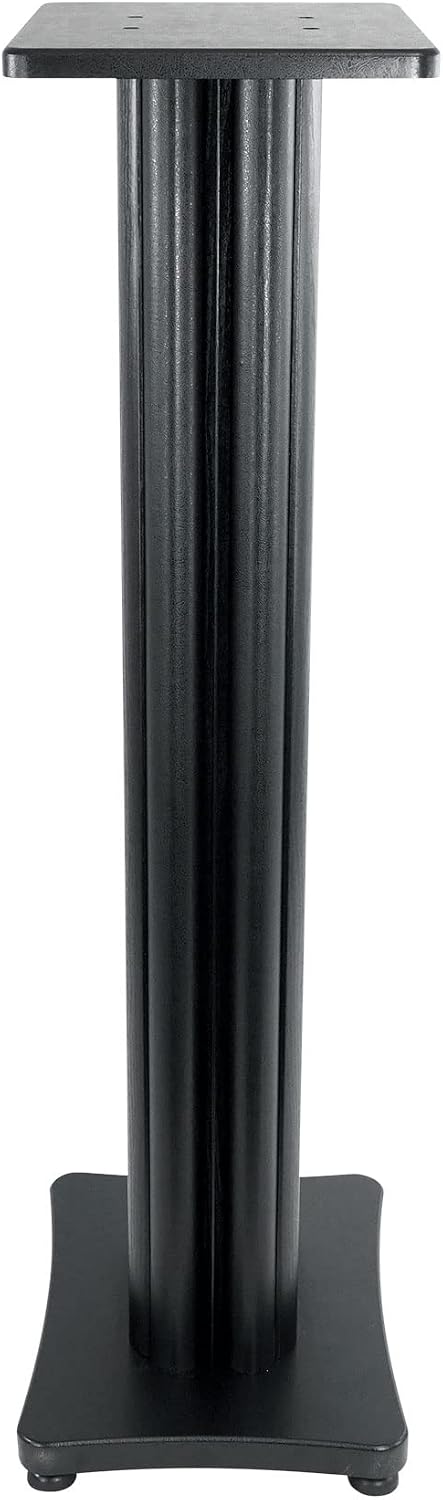 Rockville SS36B Pair Premium 36' Home Speaker Stands, 100Lbs Capacity, Black Wood Grain, Dual Top Platforms, Brass and Rubber Spikes, Isolation Pads, for Bookshelf and Surround Sound Speakers