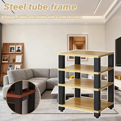 Light Walnut 3-Tier Audio Rack - Entertainment Stereo Storage for Game Rooms, KTV & Bars - Stylish Component Display Stand, Perfect for Organizing Audio Equipment