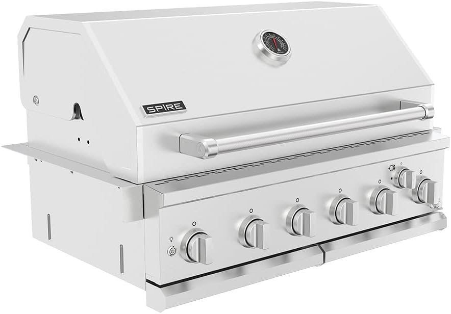 Spire Premium 6 Burner Built In Gas Grill Island Head, Stainless Steel 36 Inch Propane Grill with Rear Burner, 73,000 BTUs, 904 SQ In Racks with Dual Fuel Compatibility - 740-0781P