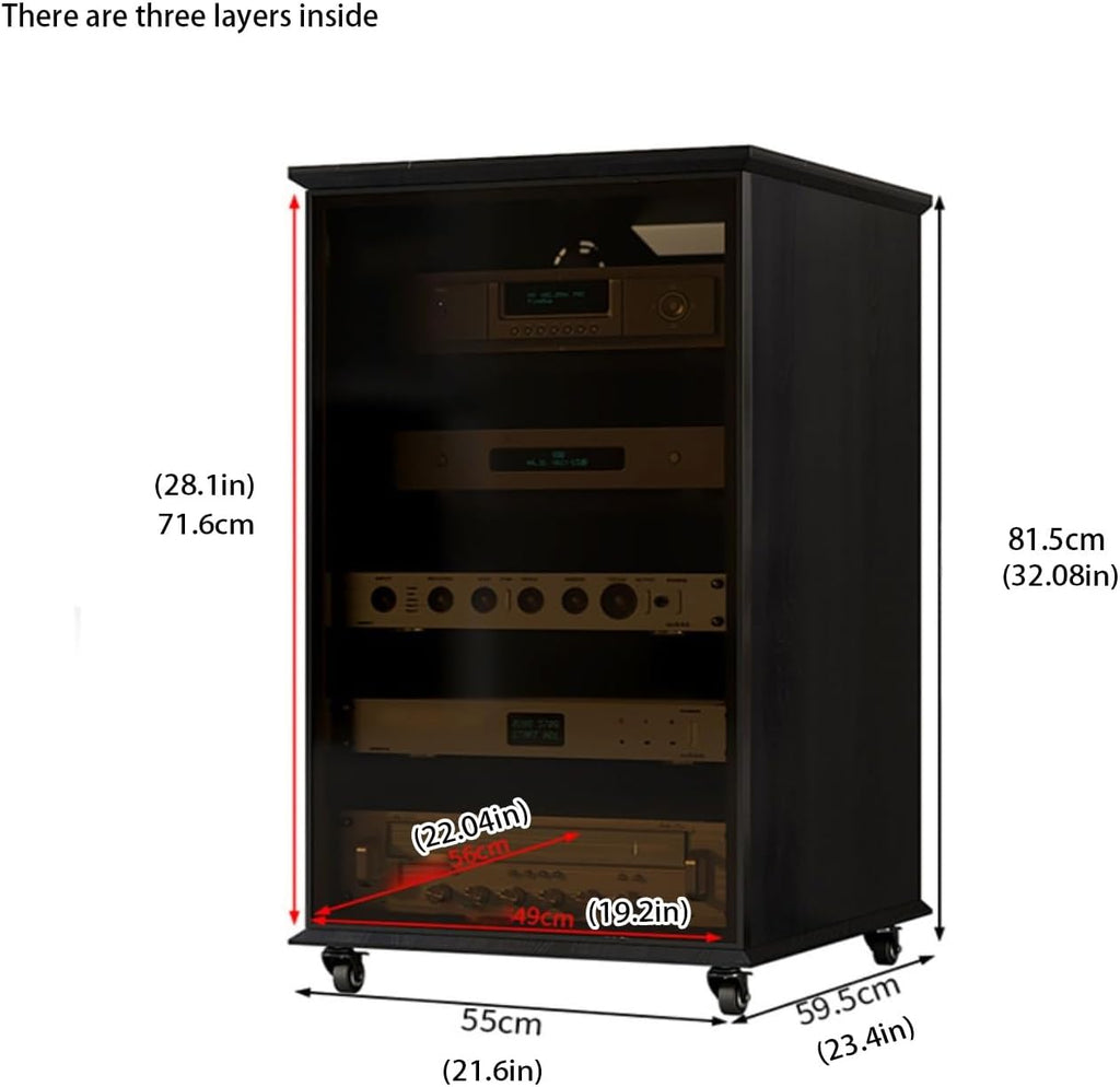 Av cabinet,stereo component cabinet,media cabinet,av media stand,audio rack,Stereo cabinet,audio rack cabinet,audio cabinet,record player console cabinet,corner media cabinet(Black,81.5cm/32.08in)