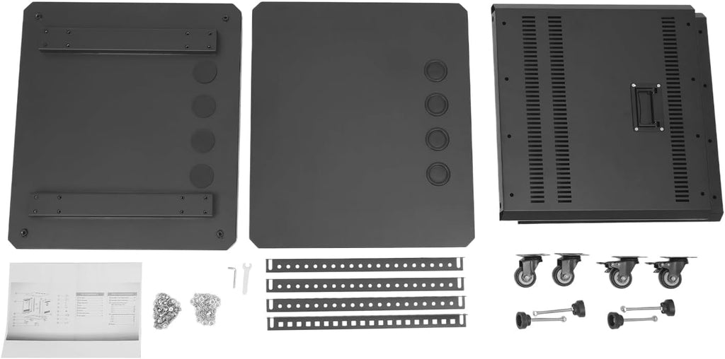 9U Open Frame Server Rack Free Standing and Tabletop Network Server Rack AV Rack with Casters for Networking IT Equipment AV Gear Router Modem (Black, 9U)