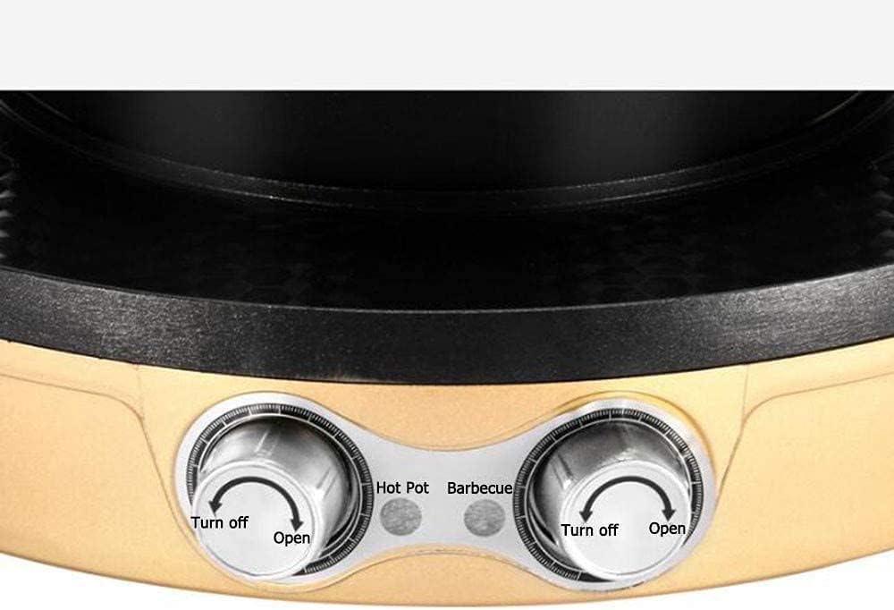 Electric Grill Indoor 2200W 2 in 1 Electric Hot Pot Grill Smokeless Korean BBQ Grill Shabu Pot with Independent Temperature Control, Split for Easy Cleaning, 3.6L Large Capacity for Gatherings (Color