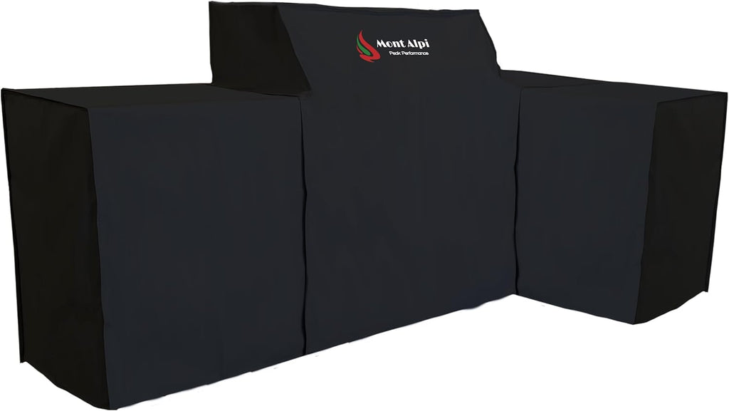 Mont Alpi COVMAi805-90 Heavy Duty All Weather Water Resistant 94' x 50' Full Black Grill Cover for MAi805-90 MAi805-D90 MAi805-BSS90 MAi805-D90FC MAi805-BSS90FC Stainless Steel Outdoor Kitchen Islands