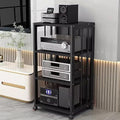 5-Tier Audio Rack with Wheels - Heavy Duty AV Media Stand Cabinet, Adjustable Shelves for Stereo & Multimedia Storage, Tall Floor-Standing Entertainment Center