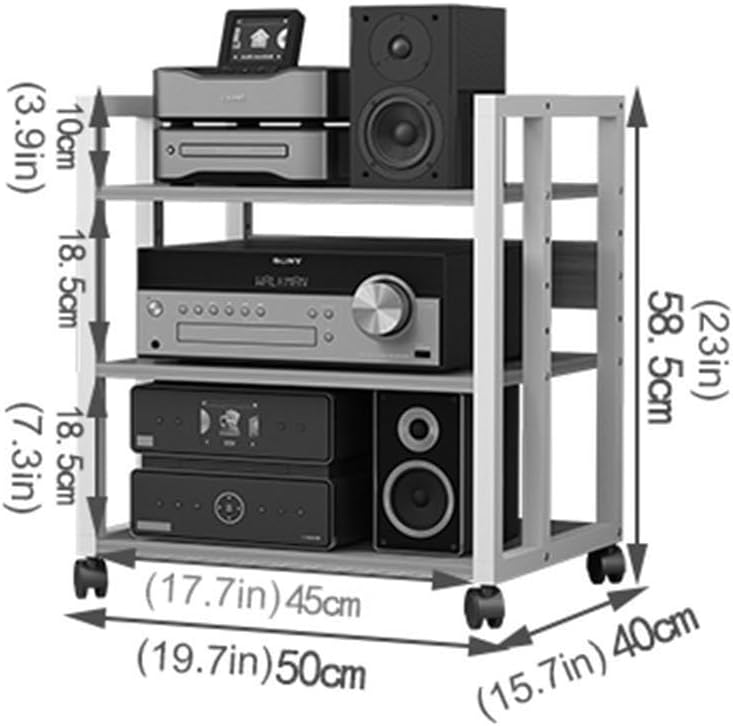 3/4/5/6-Tier Audio Stereo Rack Media Stand AV Component Cabinet with Height Adjustable Wooden Shelf, Power Amplifier Equipment Storage Open Cabinet for Home/Office/Theater (Color : A, Size : 3 Tier