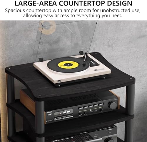 4-Tier Audio Video Media Stand, Open Stereo Rack for Record Player & Gaming, Small TV Entertainment Center, Brown, 60x48x88cm, Perfect for Living Room