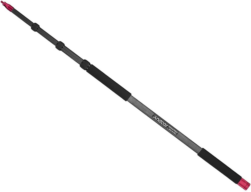 Andoer MK-3000 9.8ft Lightweight Carbon Fiber Mic Microphone Boom Holder Arm Pole Extension Mount Stand for Canon Nikon Sony DSLR Camera Camcorder Photography Sound Recording Interview Filming