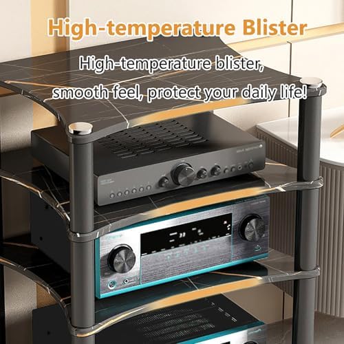 Modern 3-Tier Corner AV Media Stand, Adjustable Audio-Video Storage Cabinet for Living Room, Gaming, Recording & Entertainment Center, Stylish Stereo Component Organizer