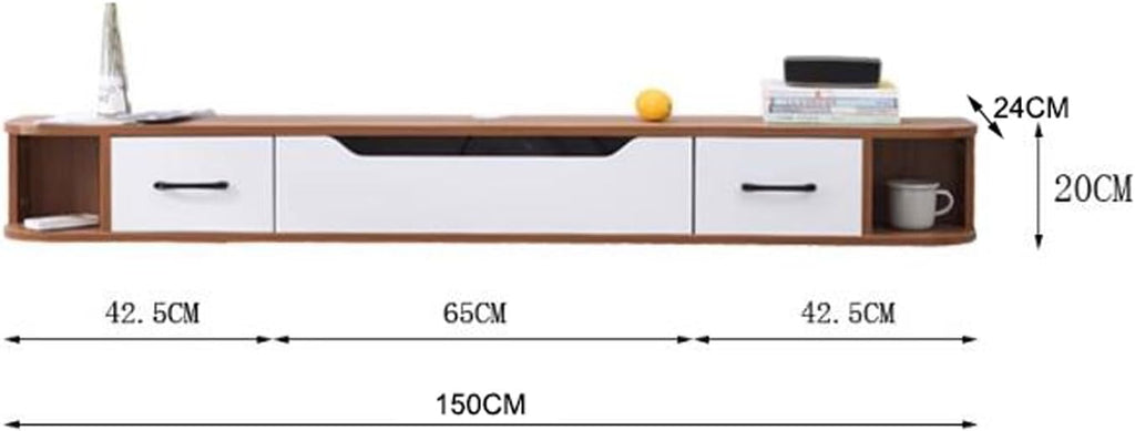TV Table Unit for TVs, Wall Mounted TV Cabinet Floating TV Shelf Wall Shelf Entertainment Center Storage Cabinet Book Shelf Media Gaming TV Console Goods Rack Audio-visual Equipment Shelves 150cm