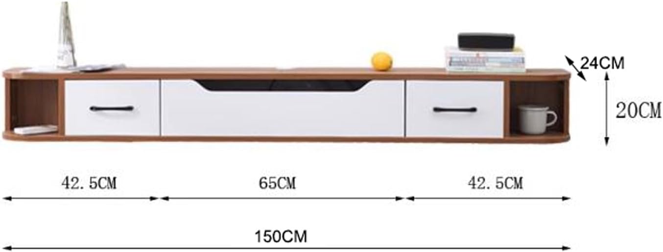 TV Table Unit for TVs, Wall Mounted TV Cabinet Floating TV Shelf Wall Shelf Entertainment Center Storage Cabinet Book Shelf Media Gaming TV Console Goods Rack Audio-visual Equipment Shelves 150cm