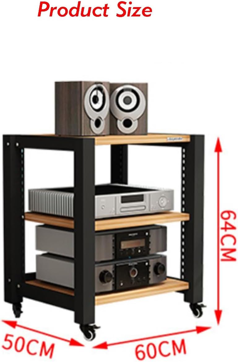 3 Tier Furniture Media Rack DVD CD Player Stand Audio Rack Power Amplifier Equipment Cabinet With Height Adjustable Wooden Shelf Floor Standing Storage Rack ( Color : Style 2 , Size : 50x60x64cm )
