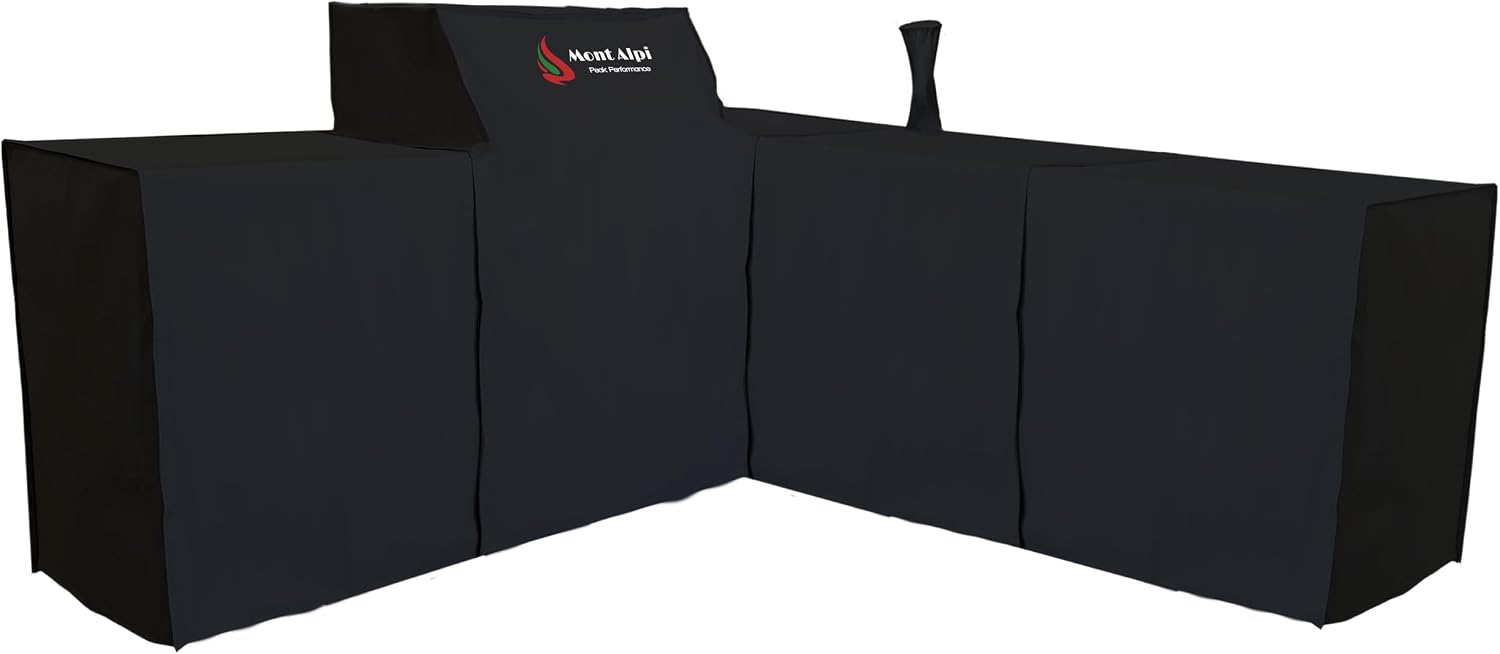 Mont Alpi Cover for 82' W x 88' D Original Deluxe Black 400 Series L-Shaped Outdoor Kitchen with Beverage Center - MAi400-90BEV / MAi400-D90BEV / MAi400-BSS90BEV / MAi400-D90BEVFC / MAi400-BSS90BEVFC