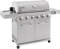 Monument Grills 6 Burner 640 sq.in. Stainless Steel Propane Gas Grill with a Rotisserie Kit, a Side Burner, a Built-In Thermometer, Large Cabinet Style Grill