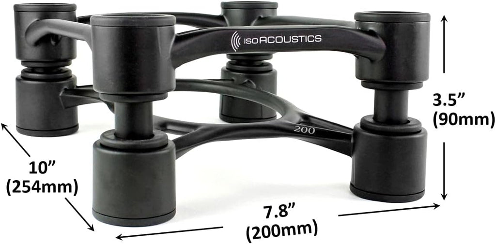 IsoAcoustics Aperta Series Isolation Speaker Stands with Tilt Adjustment: Aperta200 (7.8' x 10') Black Pair