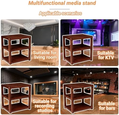 AV Media Stand for Audio & Video, Stereo Rack Cabinet for Entertainment Center, Component Storage & Display Tower (23' x 20' x 15') - Modern Home Furniture