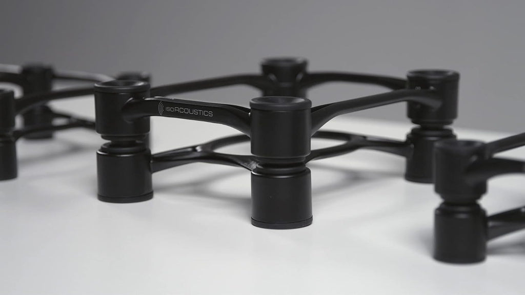 IsoAcoustics Aperta Series Isolation Speaker Stands with Tilt Adjustment: Aperta200 (7.8' x 10') Black Pair