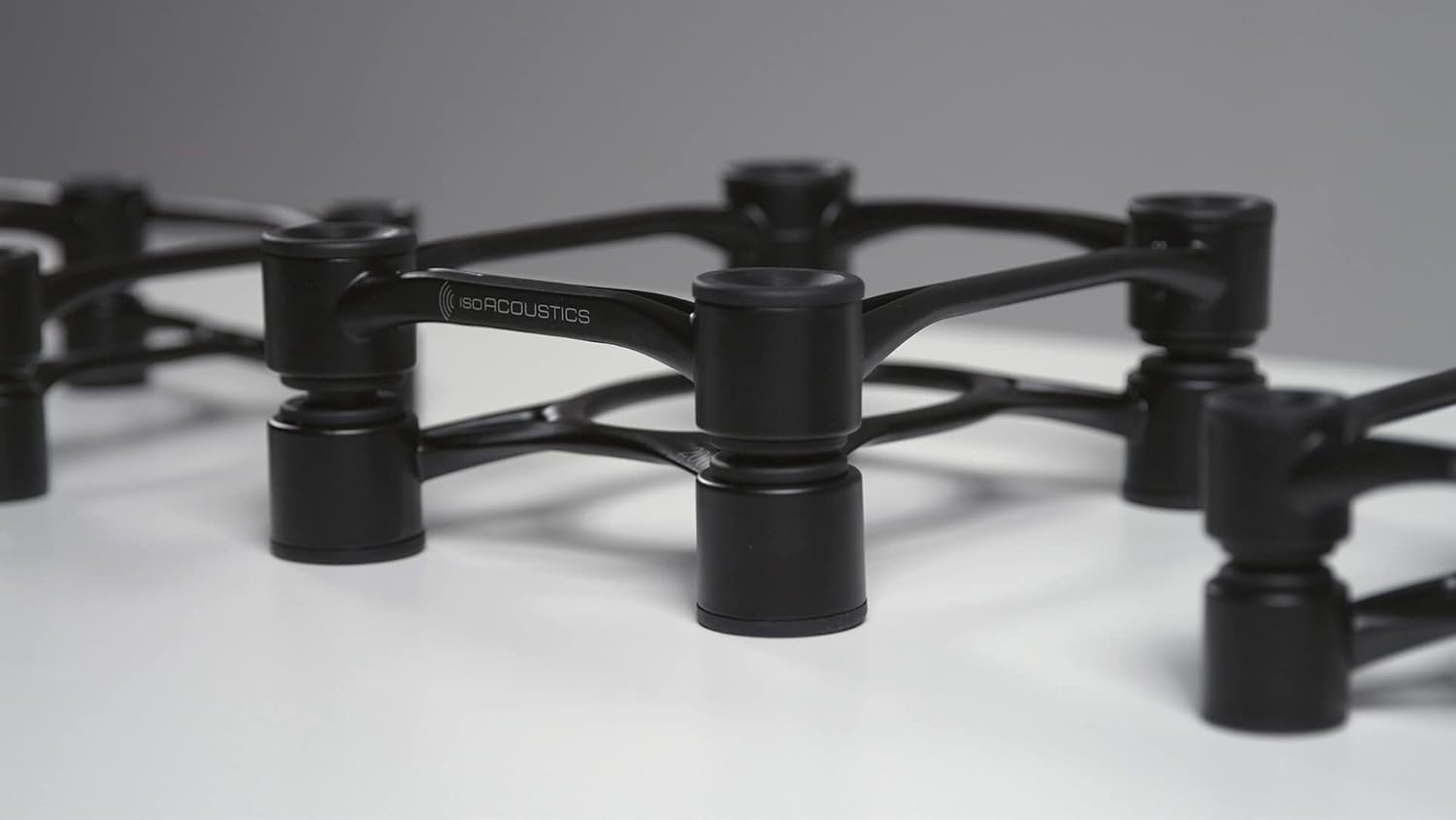 IsoAcoustics Aperta Series Isolation Speaker Stands with Tilt Adjustment: Aperta200 (7.8' x 10') Black Pair